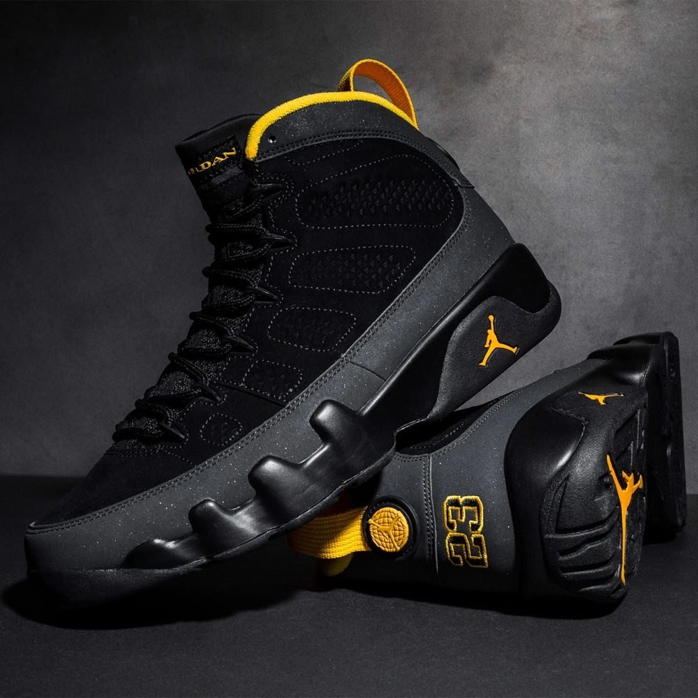 Jordan 9 Retro Dark Charcoal University Gold
